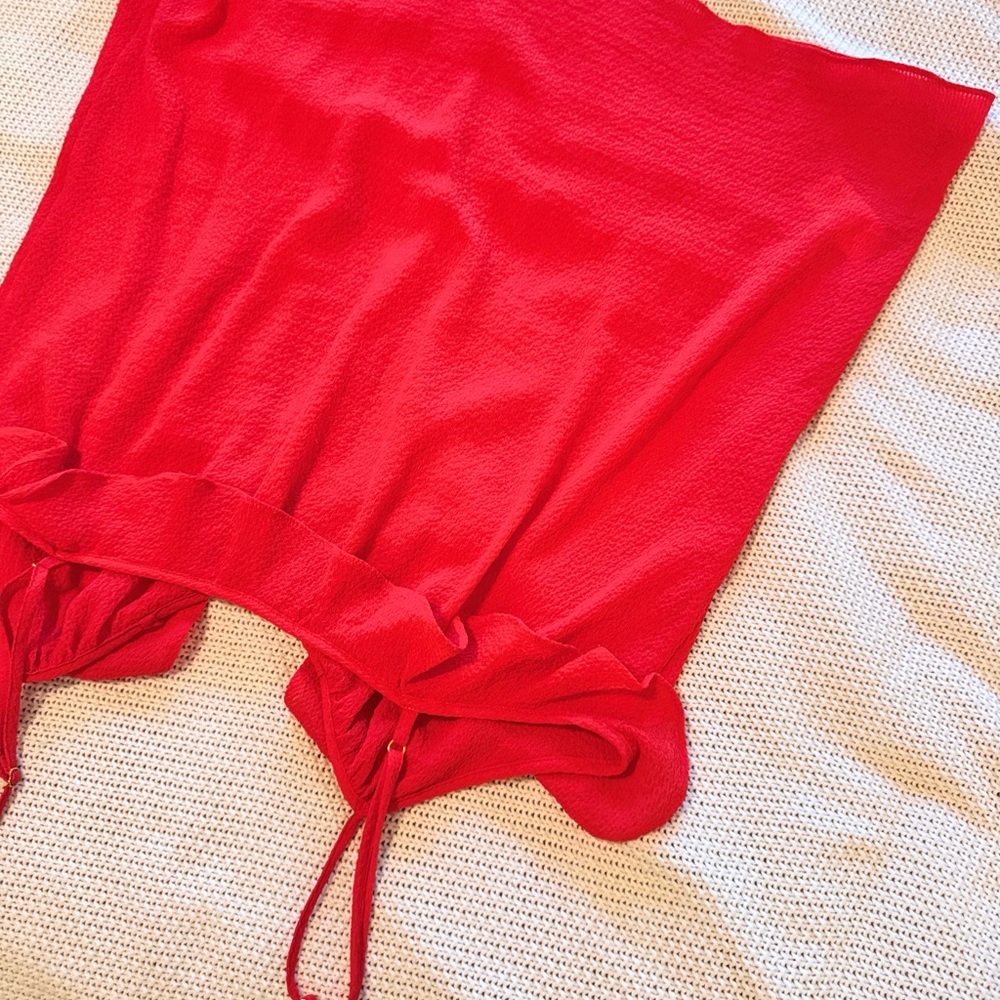 ELLA MOSS Scarlet Red Ruffle Tank Top - Sleeveless Blouse - Picture 5 of 10